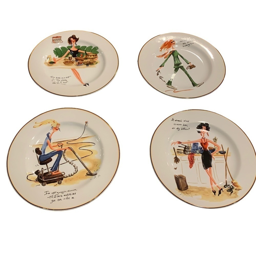 The Sakura Table Spring Cleaning Set of 4 Strong Women Salad Dessert Plates